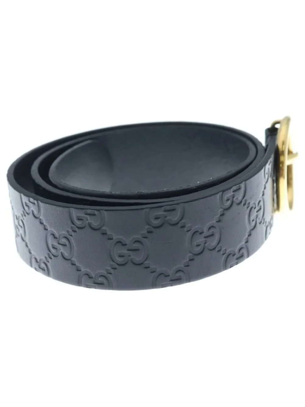Gucci Guccissima Leather Belt Black Gold